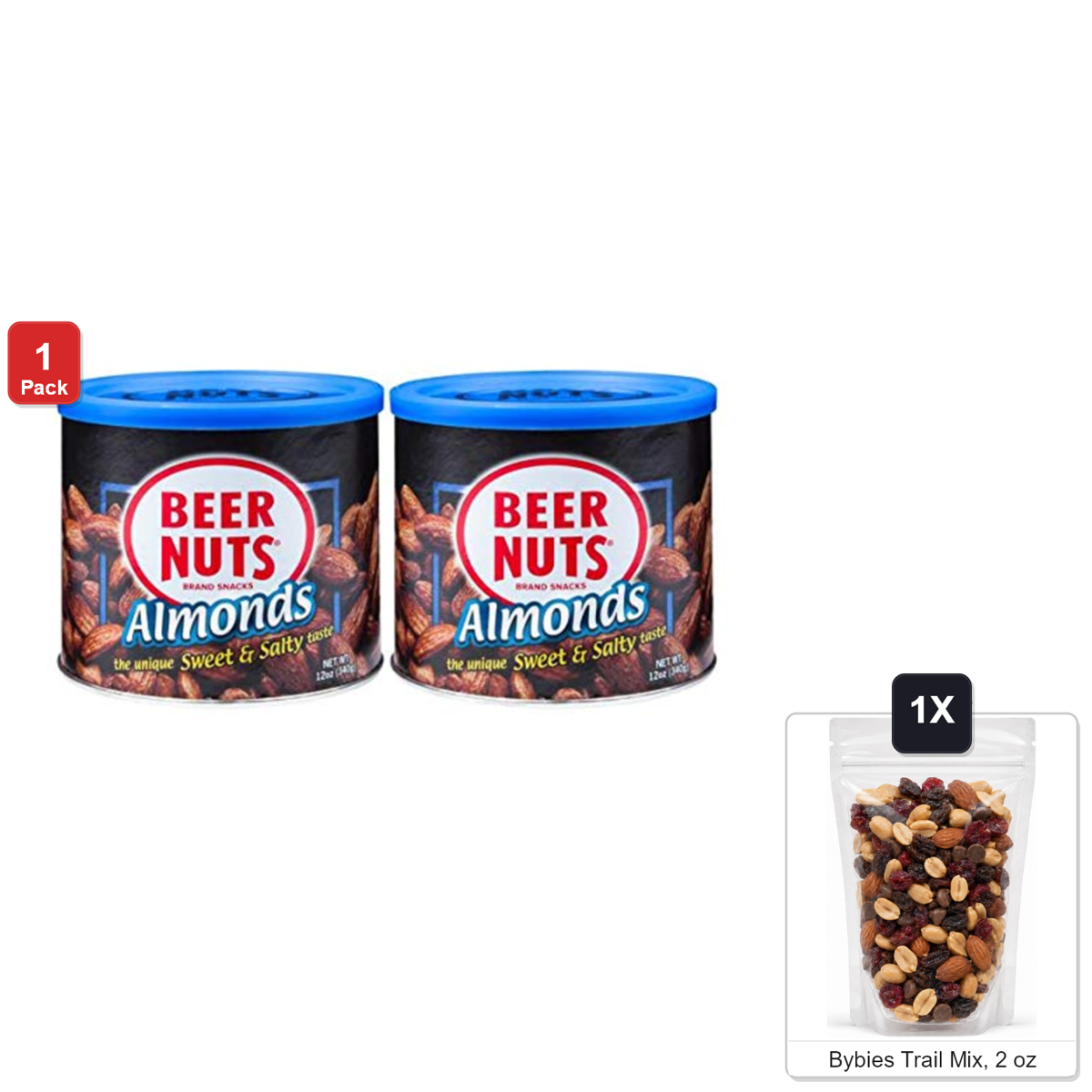 미국직구 Beer 견과 340g / Beer Nuts Sweet and Salty Almonds, 2 Cans x 340g Each, with Bybies Tra 1