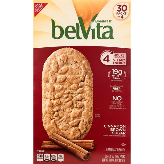 미국직구 Belvita Brown Sugar 과자 50g 4팩 / Belvita Brown Sugar Biscuits 50g 30 -Count Pack, cinnamon, 52.8 1