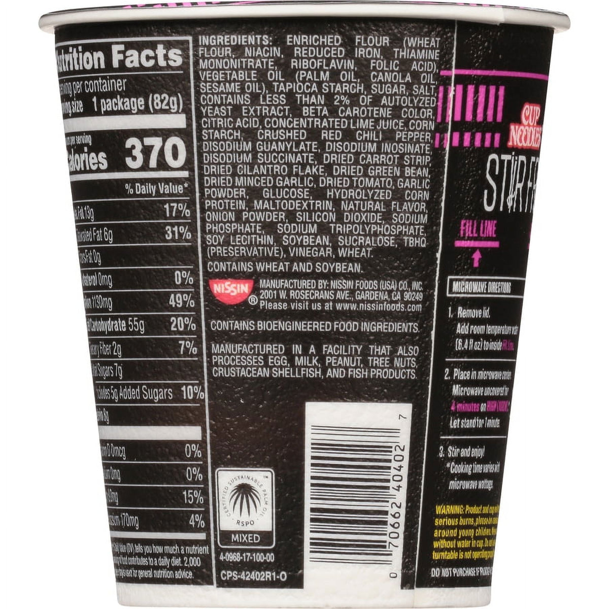 미국직구 닛신 Foods Cup Noodles Stir Fry Ramen Noodles, Sweet Chili Flavor, 2.93 oz Cup, Shelf-Stable