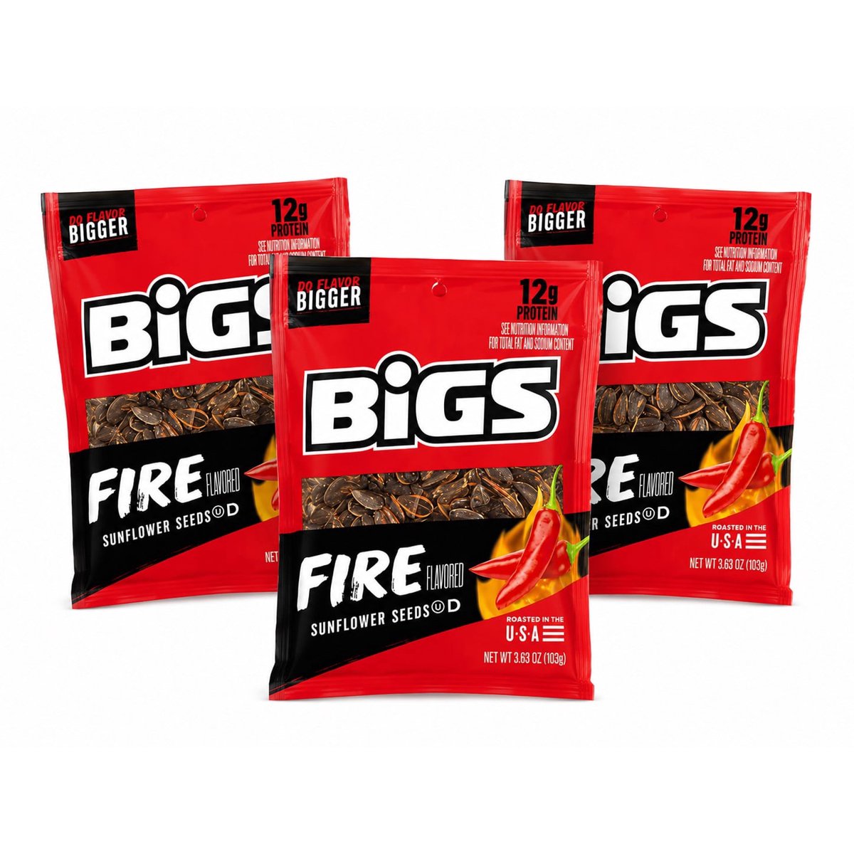 미국직구 BIGS Fire Flavored 103g 3팩 / BIGS Fire Flavored Sunflower Seeds, Spicy Roasted Snack, High Prot 1