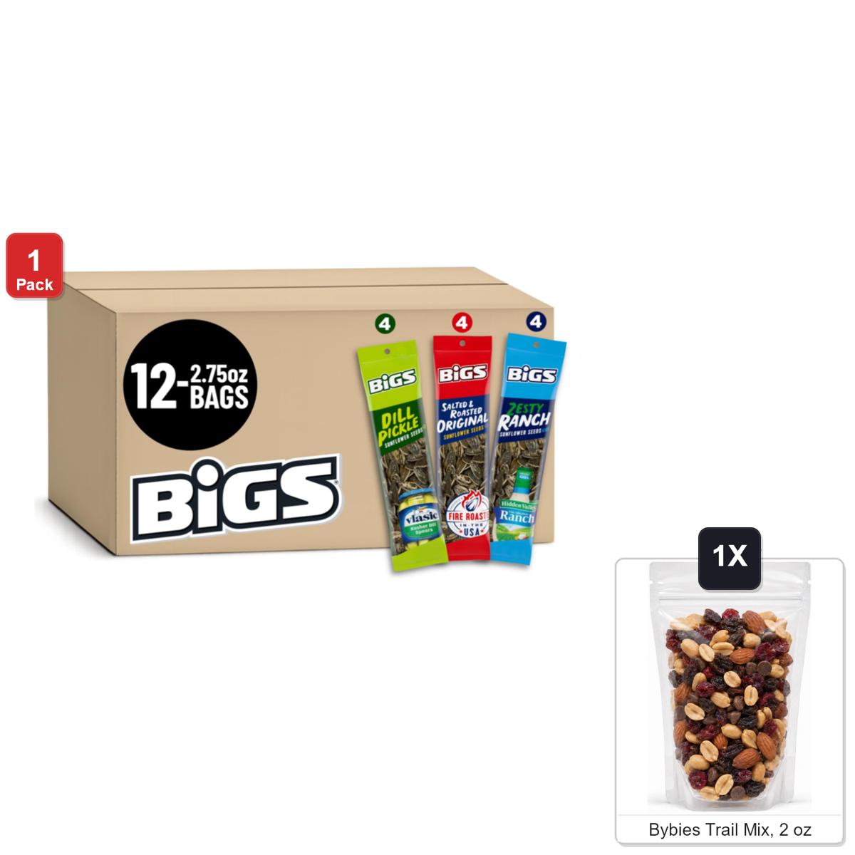 미국직구 BIGS Sunflower Seed 78g / BIGS Sunflower Seed Variety Pack, 12 Bags x 78g Each: Original, Zesty 1