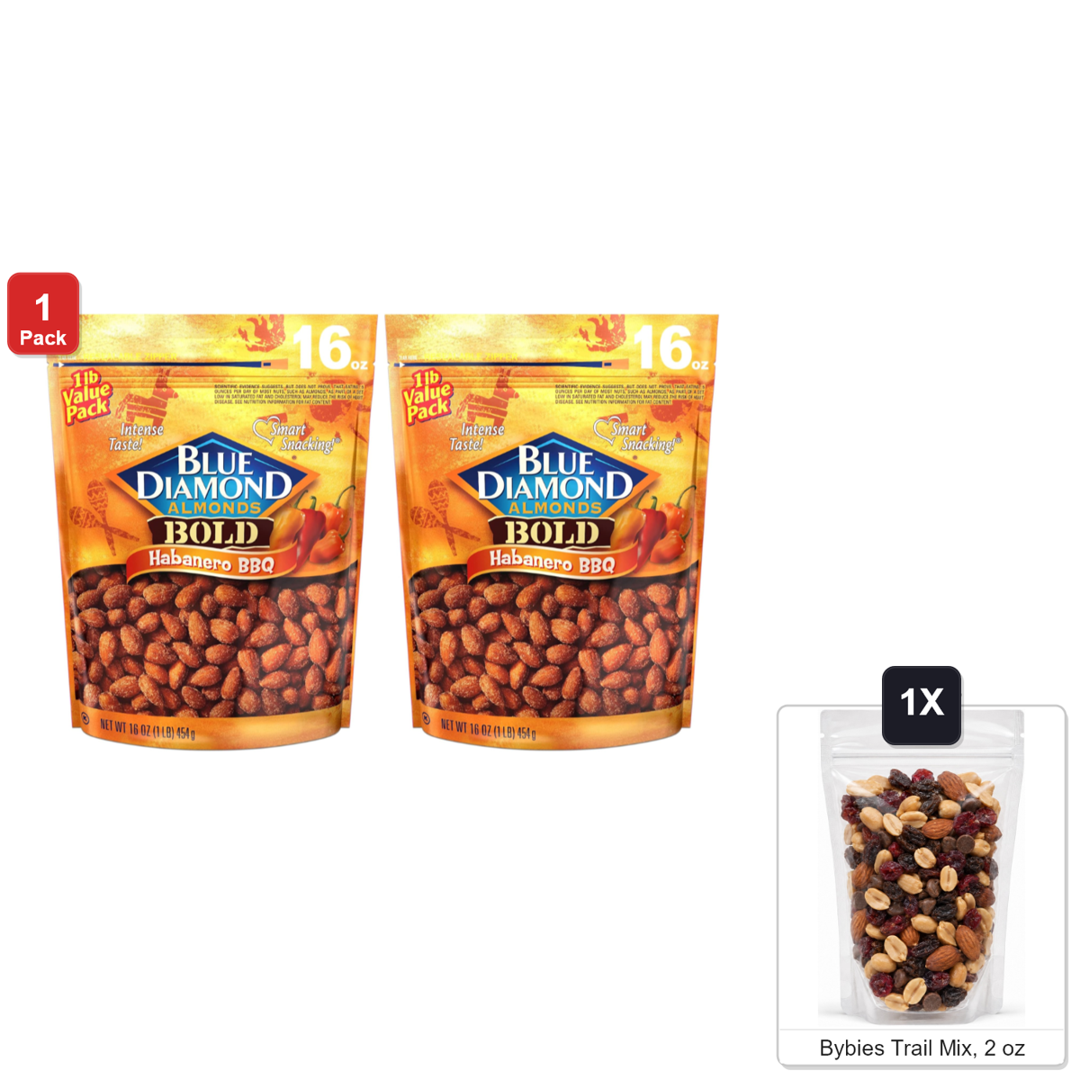 미국직구 Blue Diamond Habanero 견과 454g / Blue Diamond Habanero BBQ Almonds, 2 Cans x 454g Each, with Byb 1
