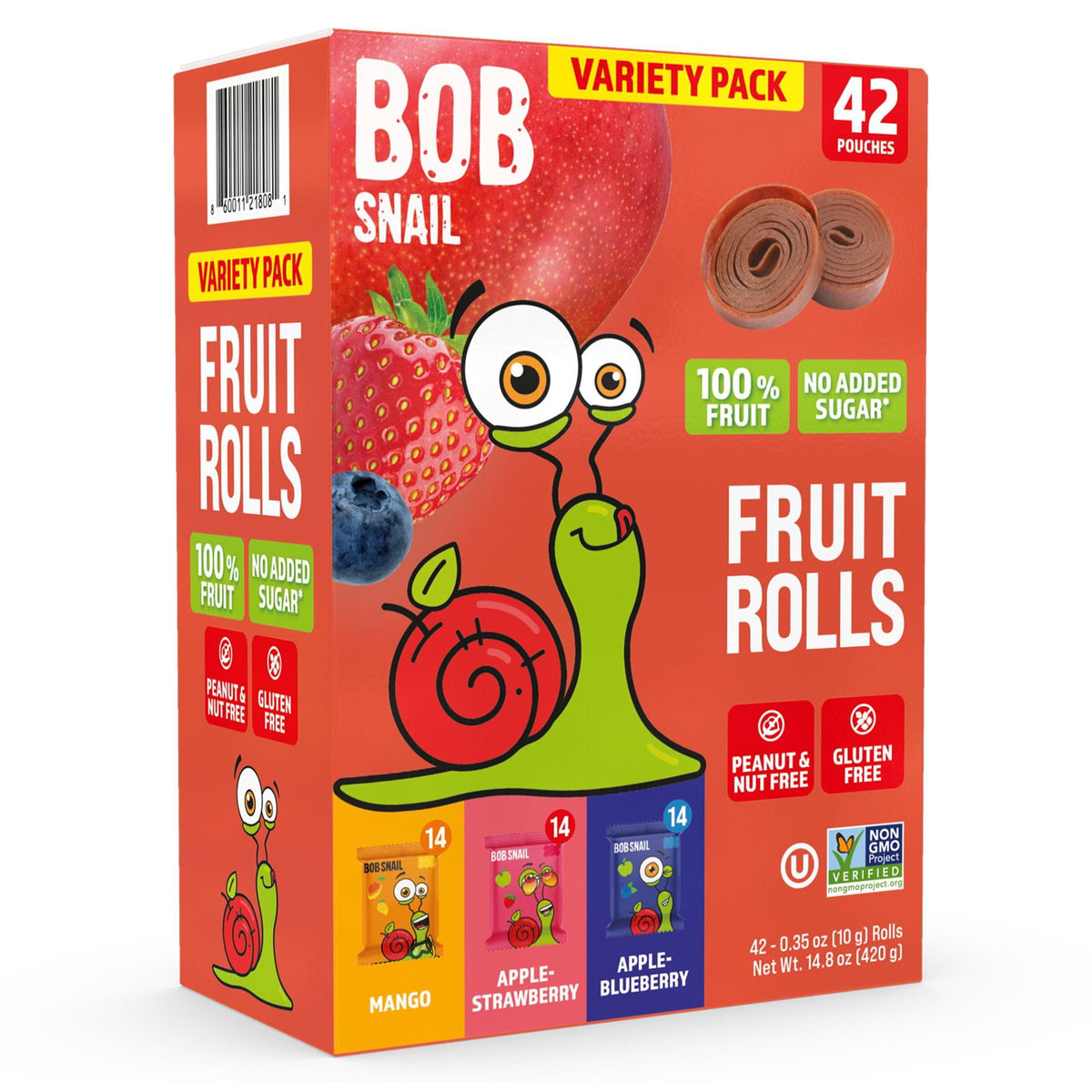 미국직구 Bob Snail Fruit 10g / Bob Snail Fruit Rolls Variety Pack, Mango, Apple-Strawberry, Apple-Blu 1