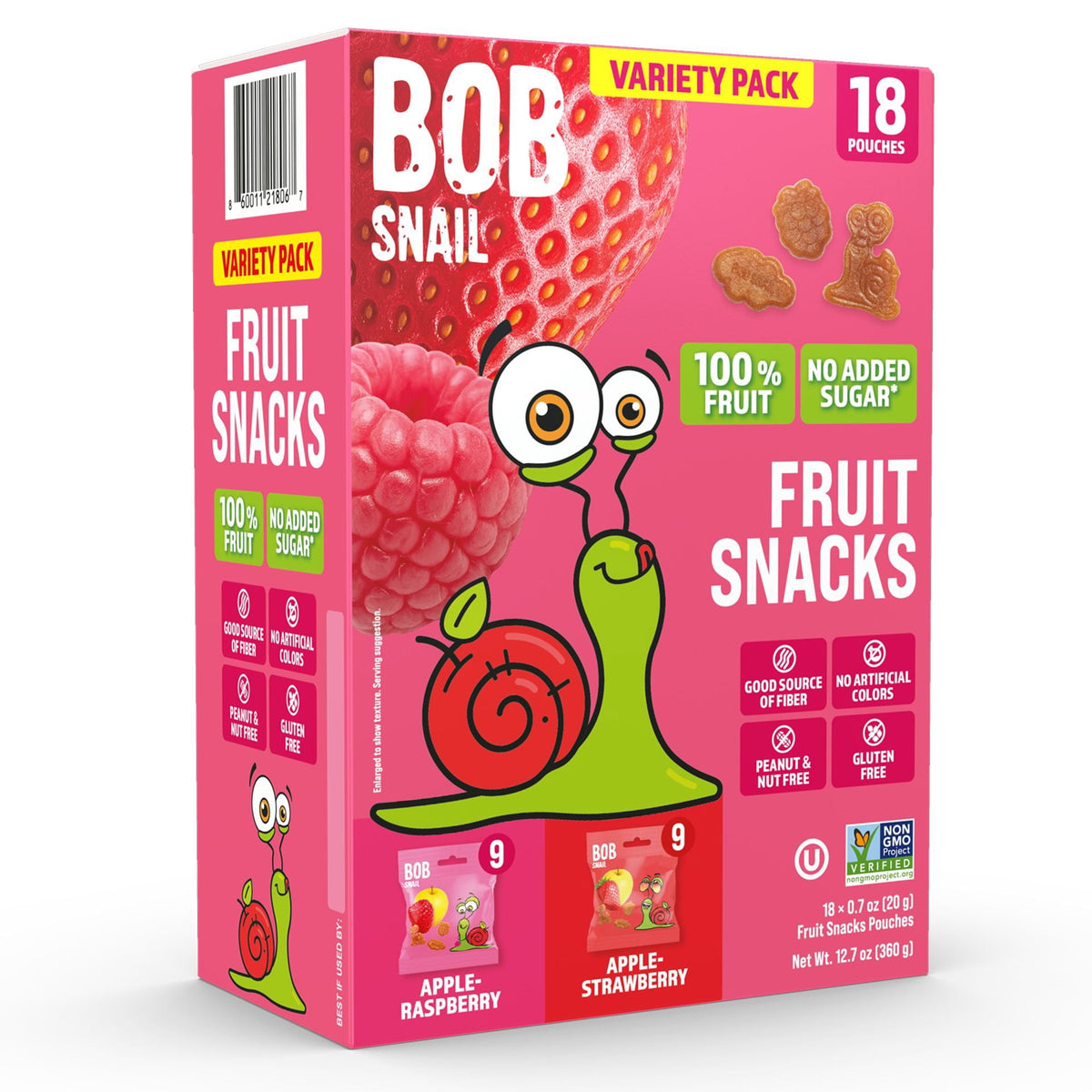 미국직구 Bob Snail Fruit 20g / Bob Snail Fruit Snacks Variety Pack, Apple-Strawberry & Apple-Raspberr 1