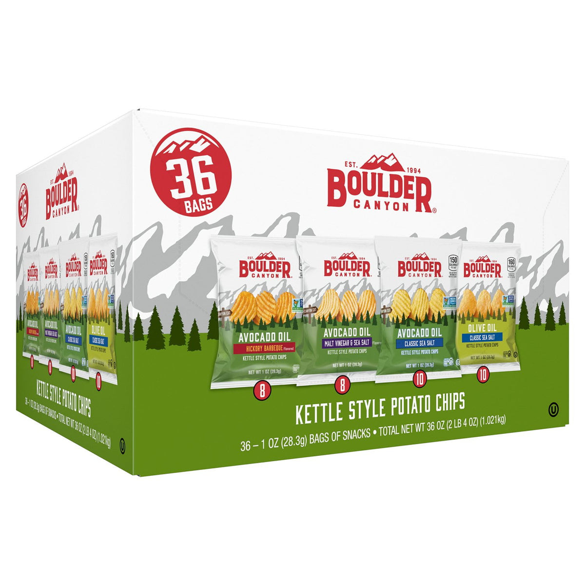 미국직구 Boulder Canyon Kettle 28g / Boulder Canyon Kettle Style Variety Pack Potato Chips, 28g, 36 pk. 1