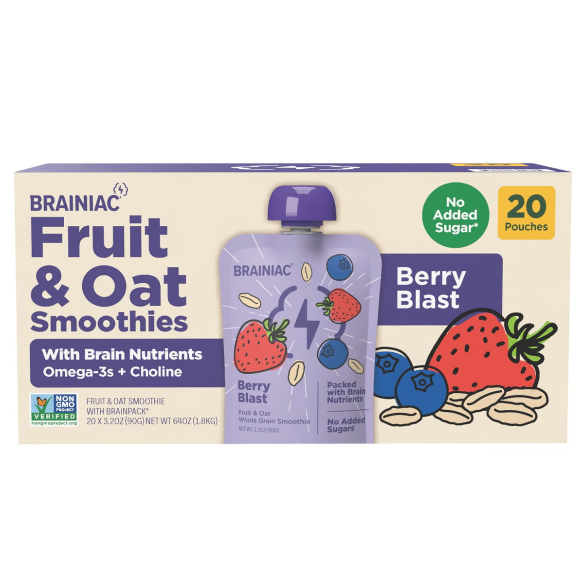 미국직구 Brainiac Fruit and 91g 20팩 / Brainiac Fruit and Oat Smoothie Pouches, 91g, 20 ct. 1