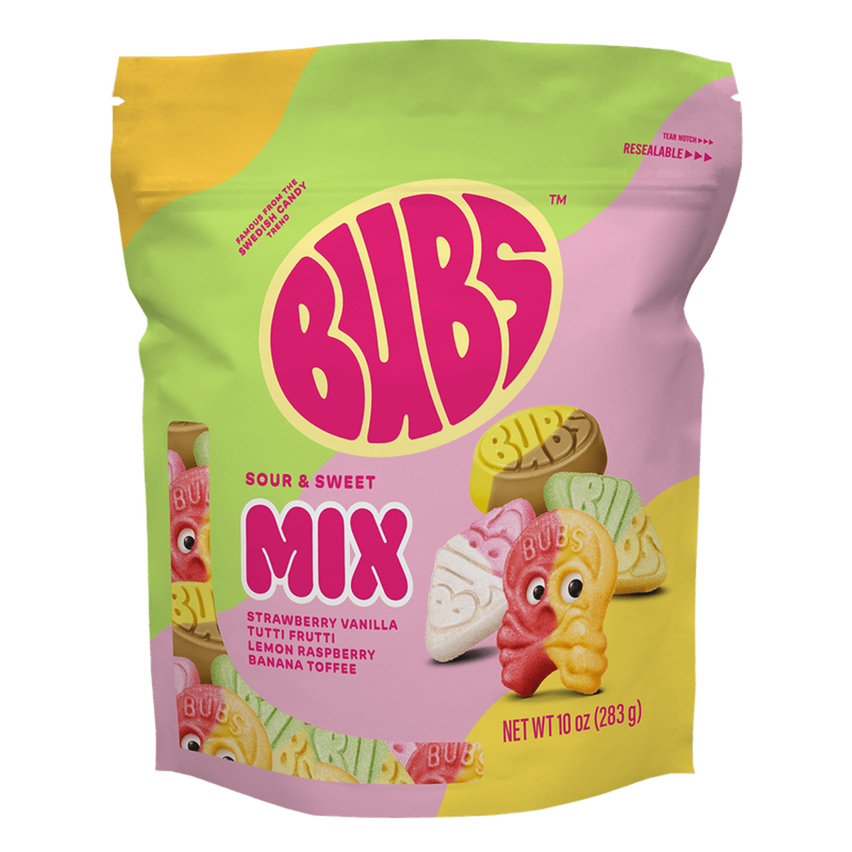 미국직구 BUBS Swedish 젤리 283g 2팩 / BUBS Swedish Candy Sour and Sweet Gummy Candy Mix, Strawberry Vanilla 1