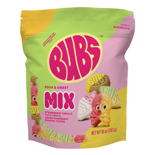 미국직구 BUBS Swedish 젤리 283g 2팩 / BUBS Swedish Candy Sour and Sweet Gummy Candy Mix, Strawberry Vanilla 1