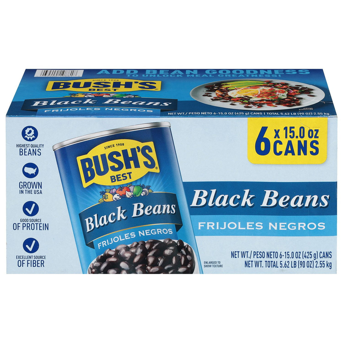 미국직구 Bush's Black Beans 425g / Bush's Black Beans 425g, 6 pk. 1