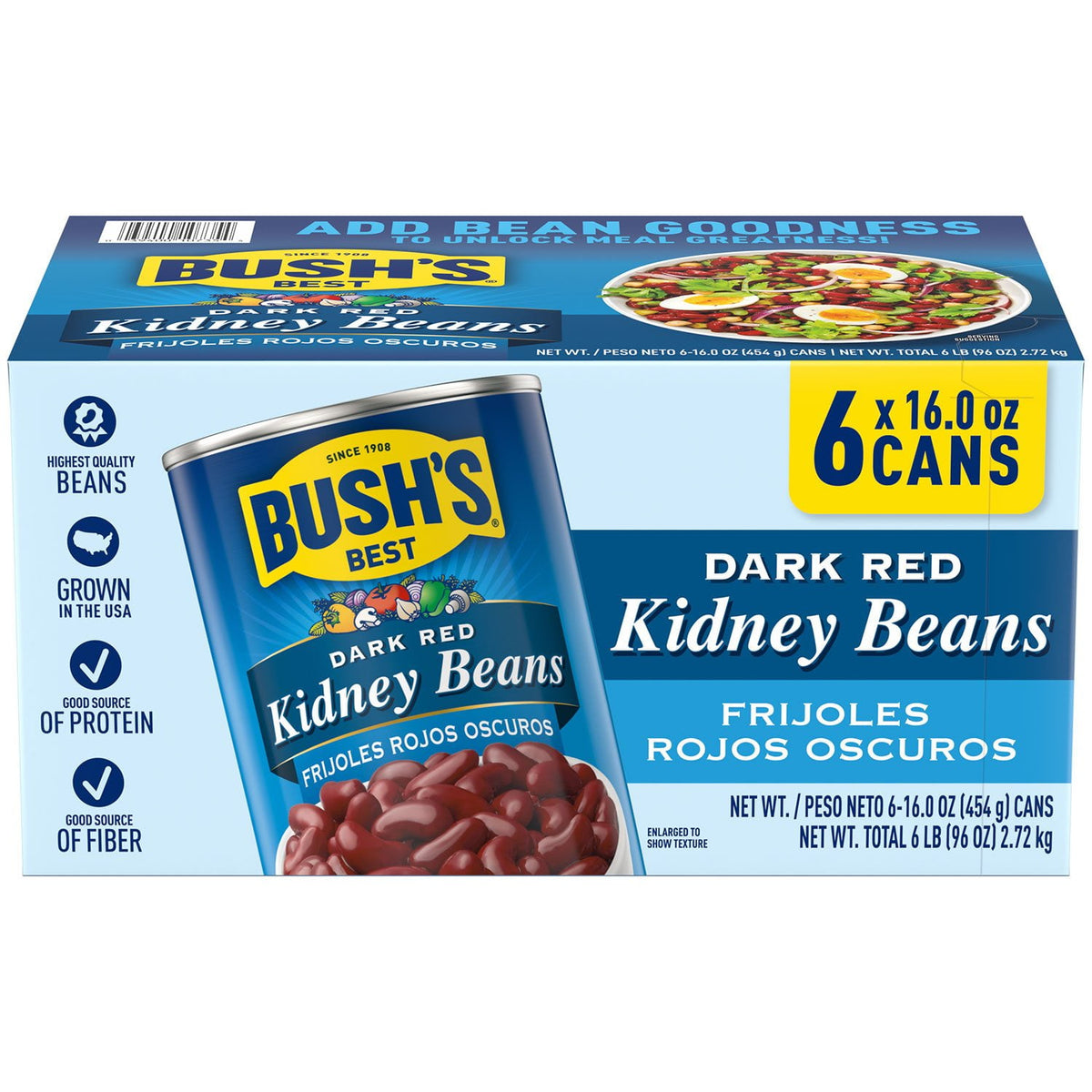 미국직구 Bush's 454g / Bush's Dark Red Kidney Beans 454g, 6 pk. 1