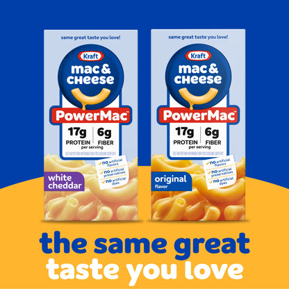 미국직구 Kraft PowerMac Mac and Cheese, 1 Box, for Protein Easy Dinners or Dinner Sides, White Cheddar Flavor, 17g Protein and 6g Fiber per Serving, No Artific