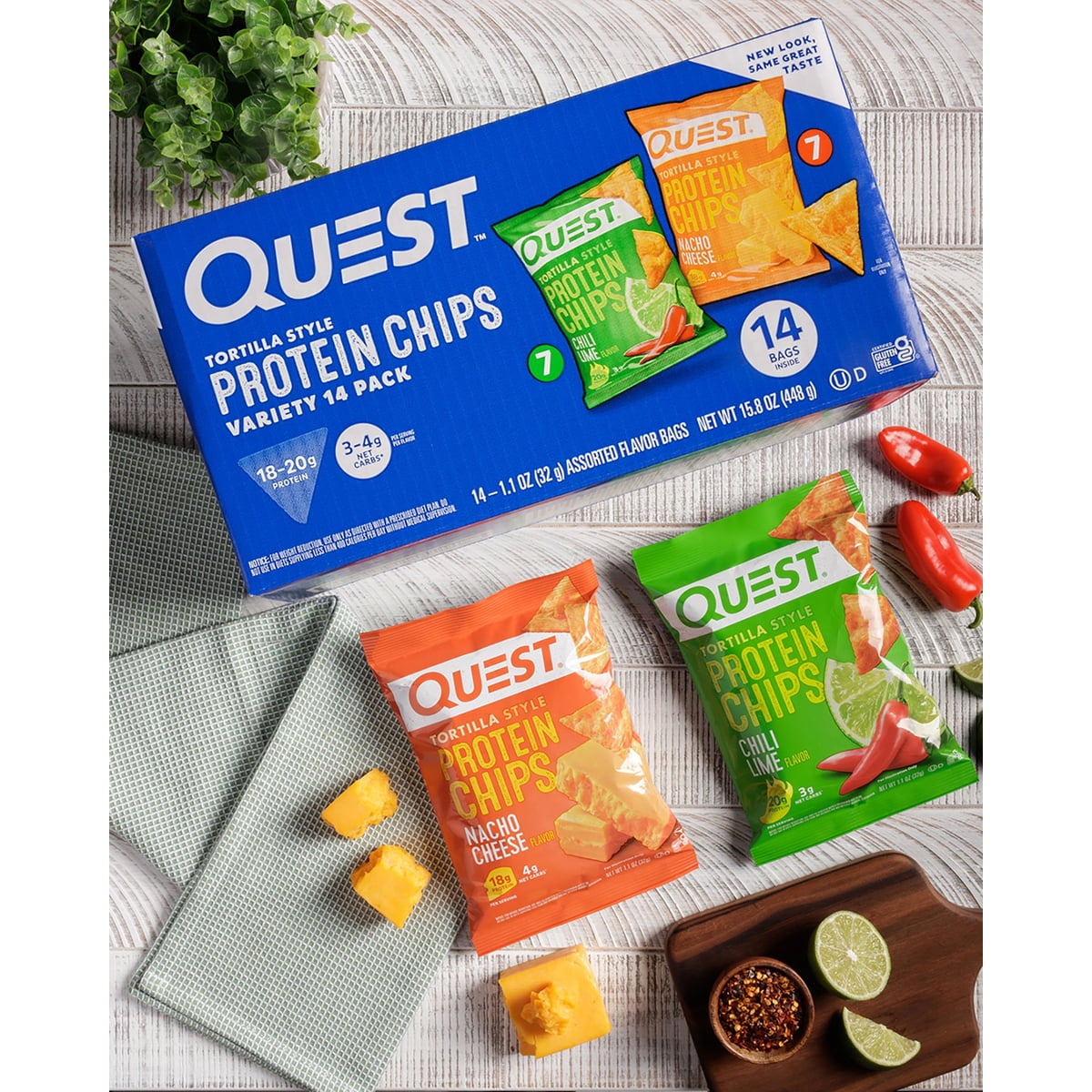 미국직구 Quest Tortilla Style 20g 14팩 / Quest Tortilla Style 18-20g Protein Chip Variety Pack, 6