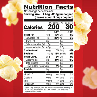 미국직구 오빌 ’s Microwave Popcorn, Butter Flavor, 1.5 oz., 12-Count
