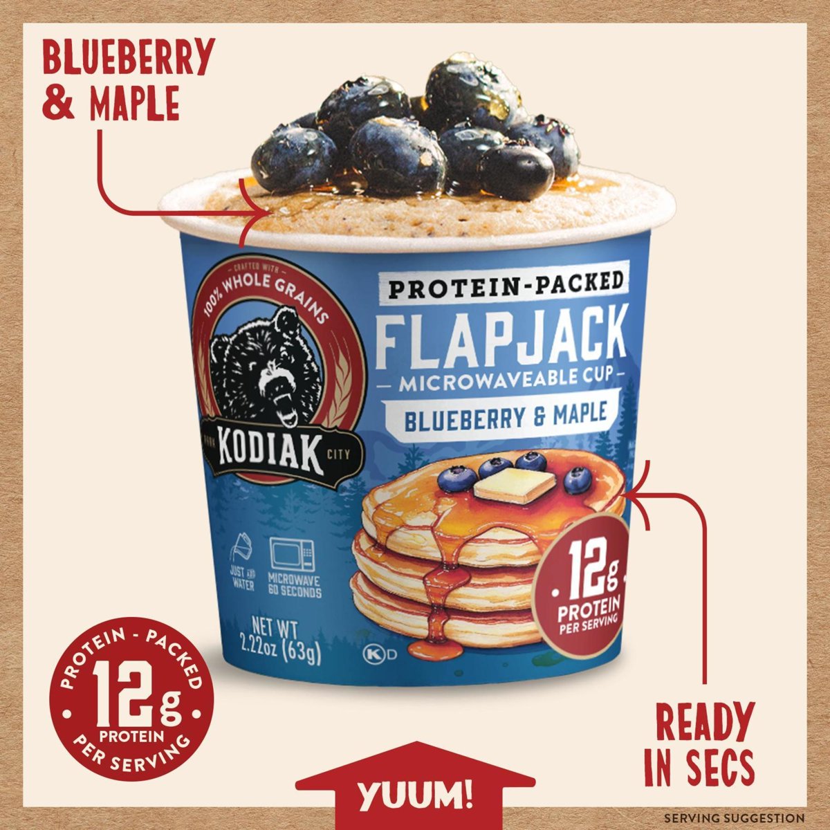 미국직구 Kodiak Protein-Packed Blueberry 63g 2팩 / Kodiak Protein-Packed Blueberry and Maple Pa 5