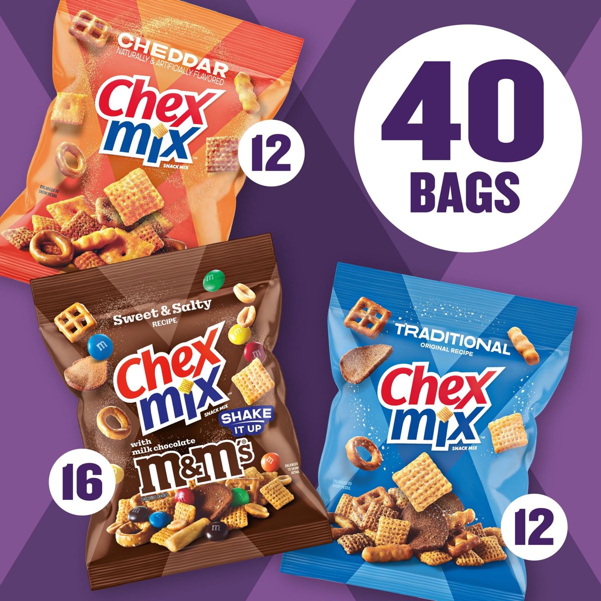미국직구 Chex Mix Traditional 50g 12402 / Chex Mix Traditional, Cheddar and M&M Sweet & Salty  3