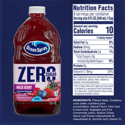 미국직구 오션스프레이 ® ZERO Sugar Mixed Berry Juice Drink, 64 fl oz Bottle