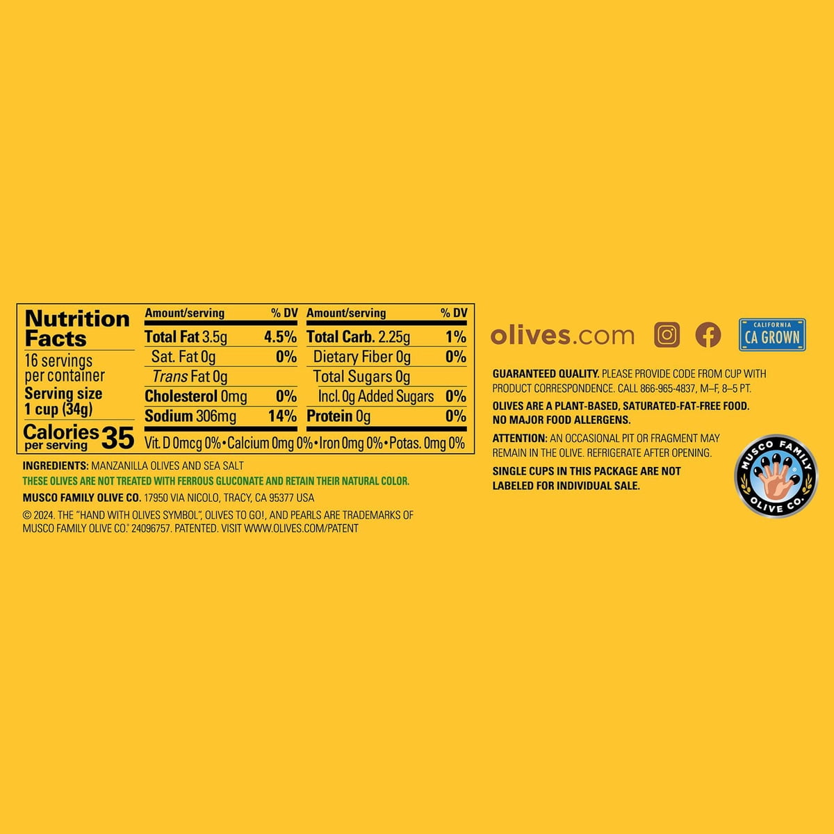 미국직구 Pearl's Pitted Black 34g / Pearl's Pitted Black Olives To Go Cups, 34g, 16 pk. 2