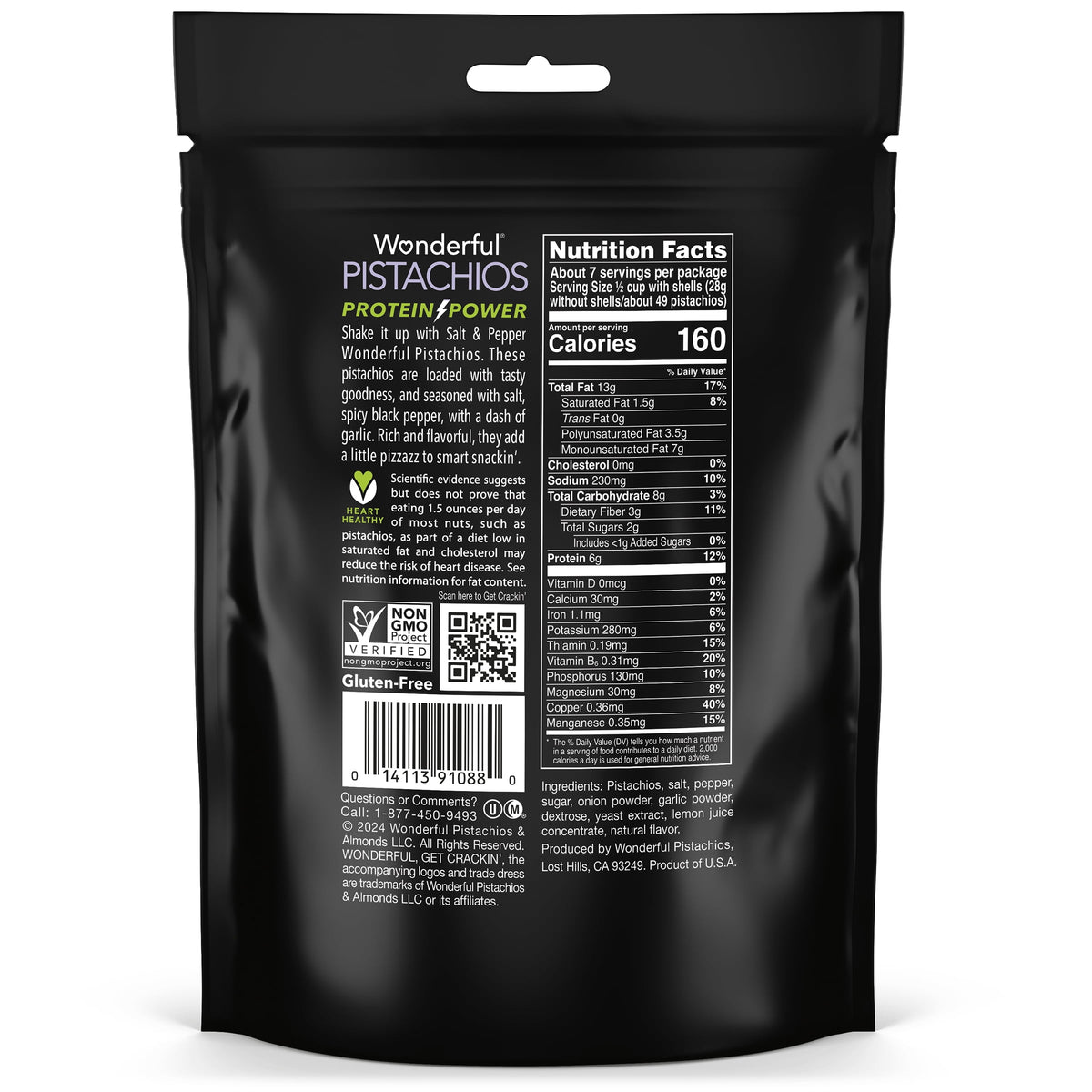 미국직구 원더풀 Pistachios In-Shell Salt & Pepper Nuts, 14 Ounce Bag