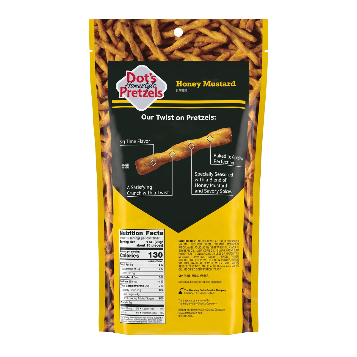 미국직구 닷츠 Homestyle Pretzels Honey Mustard Flavored Seasoned Pretzel Twists Bag, 16 oz