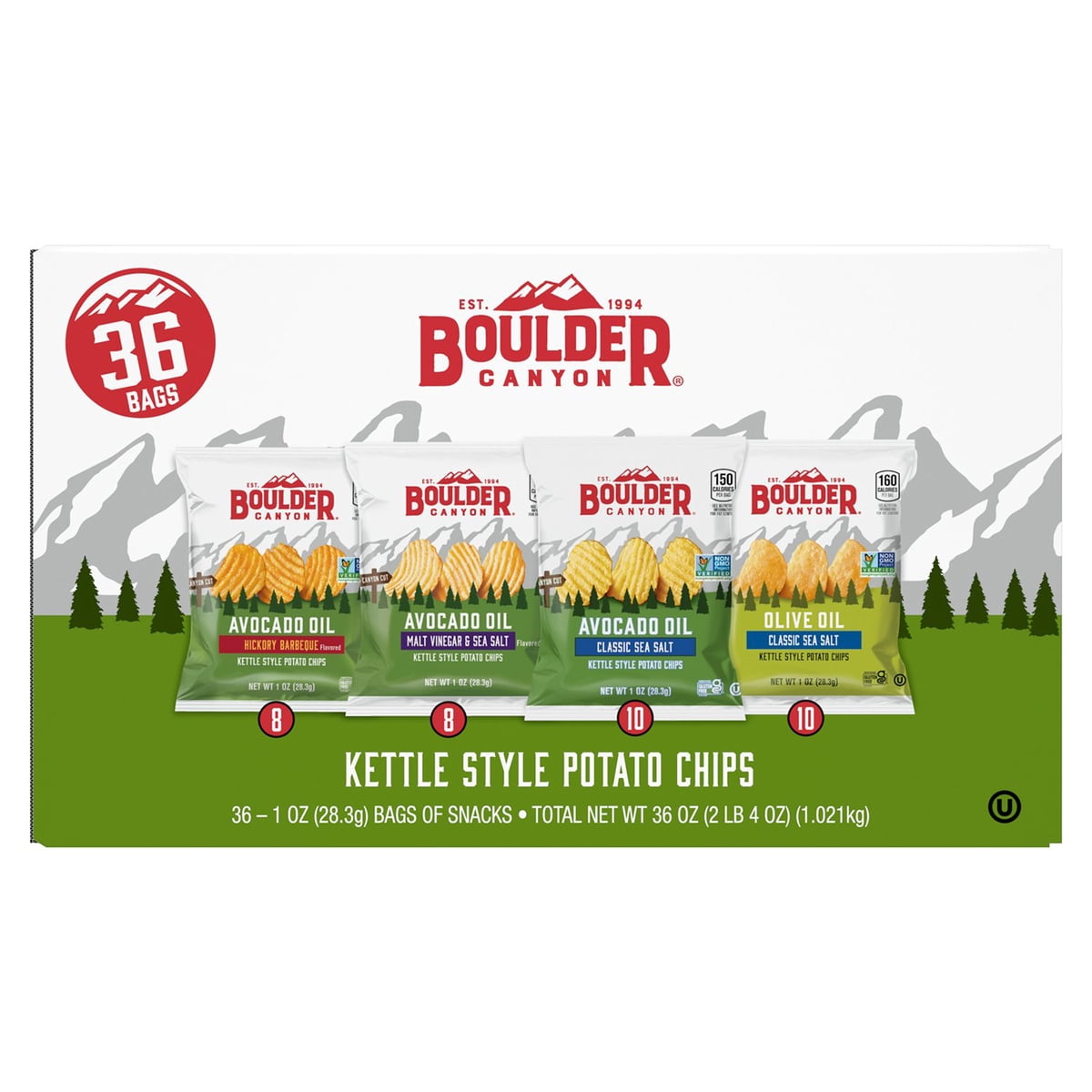 미국직구 Boulder Canyon Kettle 28g / Boulder Canyon Kettle Style Variety Pack Potato Chips, 28 4