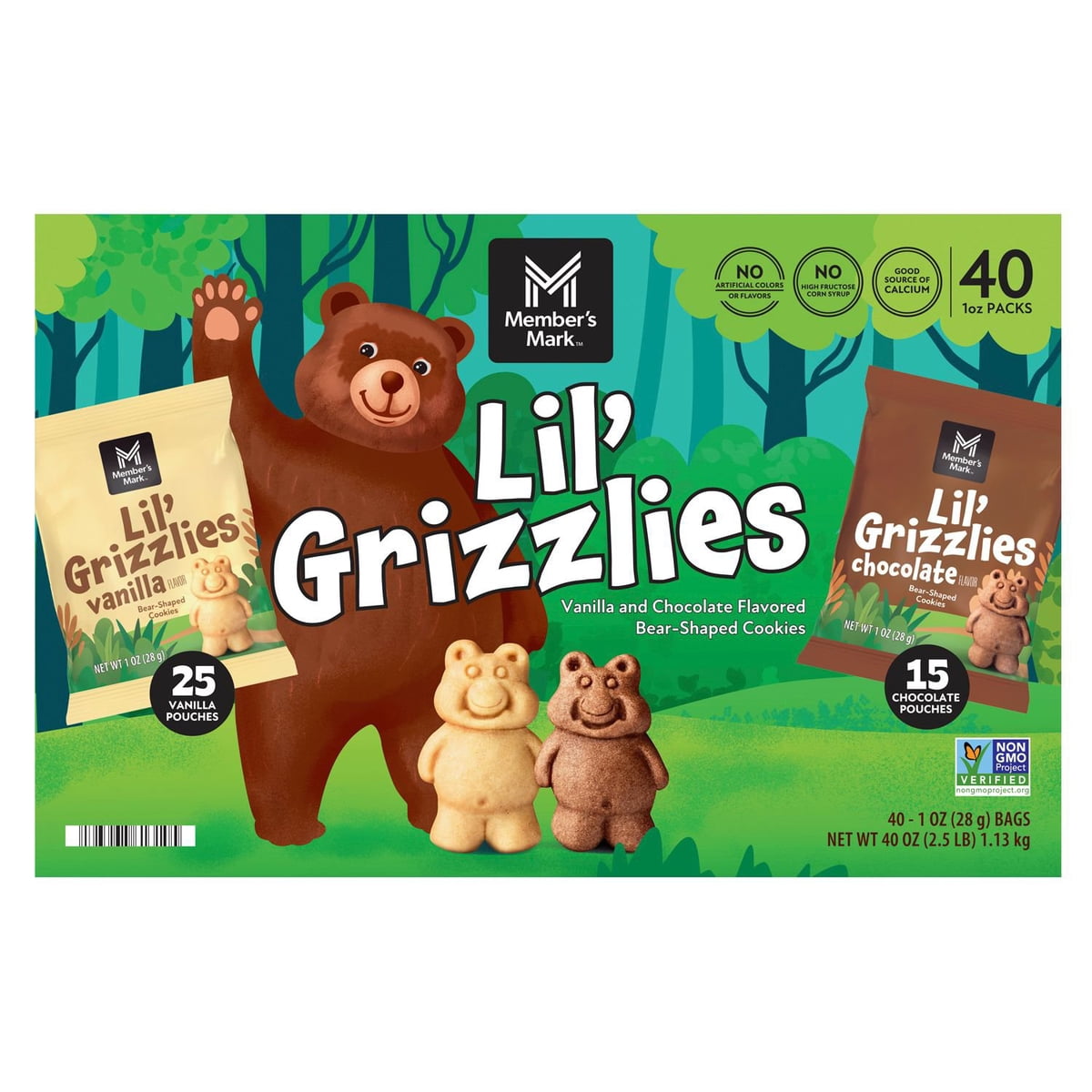 미국직구 멤버스마크 초콜릿 28g / Member's Mark Lil' Grizzlies Bear-Shaped Cookies Variety Pack, Chocol 2