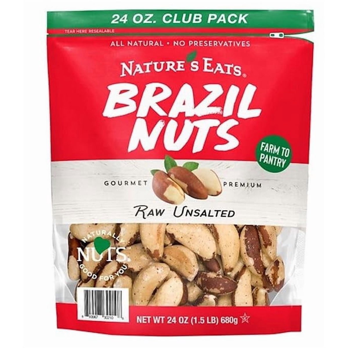 미국직구 2 Pack Nature's 견과 680g 2팩 / 2 Pack | Nature's Eats Brazil Nuts, 1 Bag, 680g, with By 5