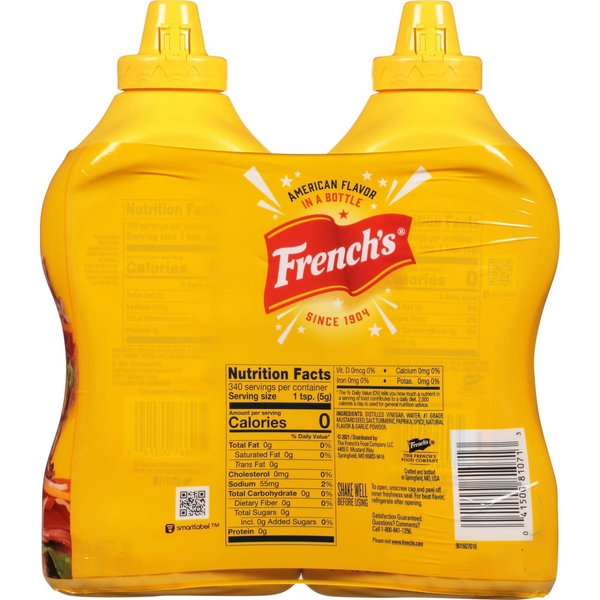 미국직구 French s 100 850g / French s 100 Natural Classic Yellow Mustard 850g 2 pk 6
