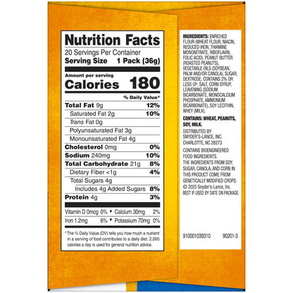 미국직구 랜스 Toasty Peanut Butter, 20 Count 1.29 oz