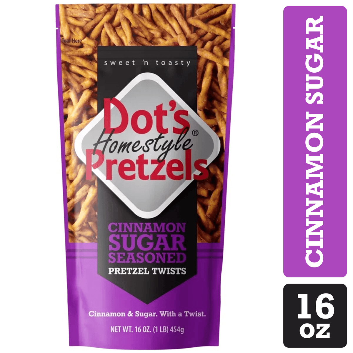 미국직구 닷츠 Homestyle Pretzels Cinnamon Sugar Seasoned Pretzel Twists Bag, 16 oz