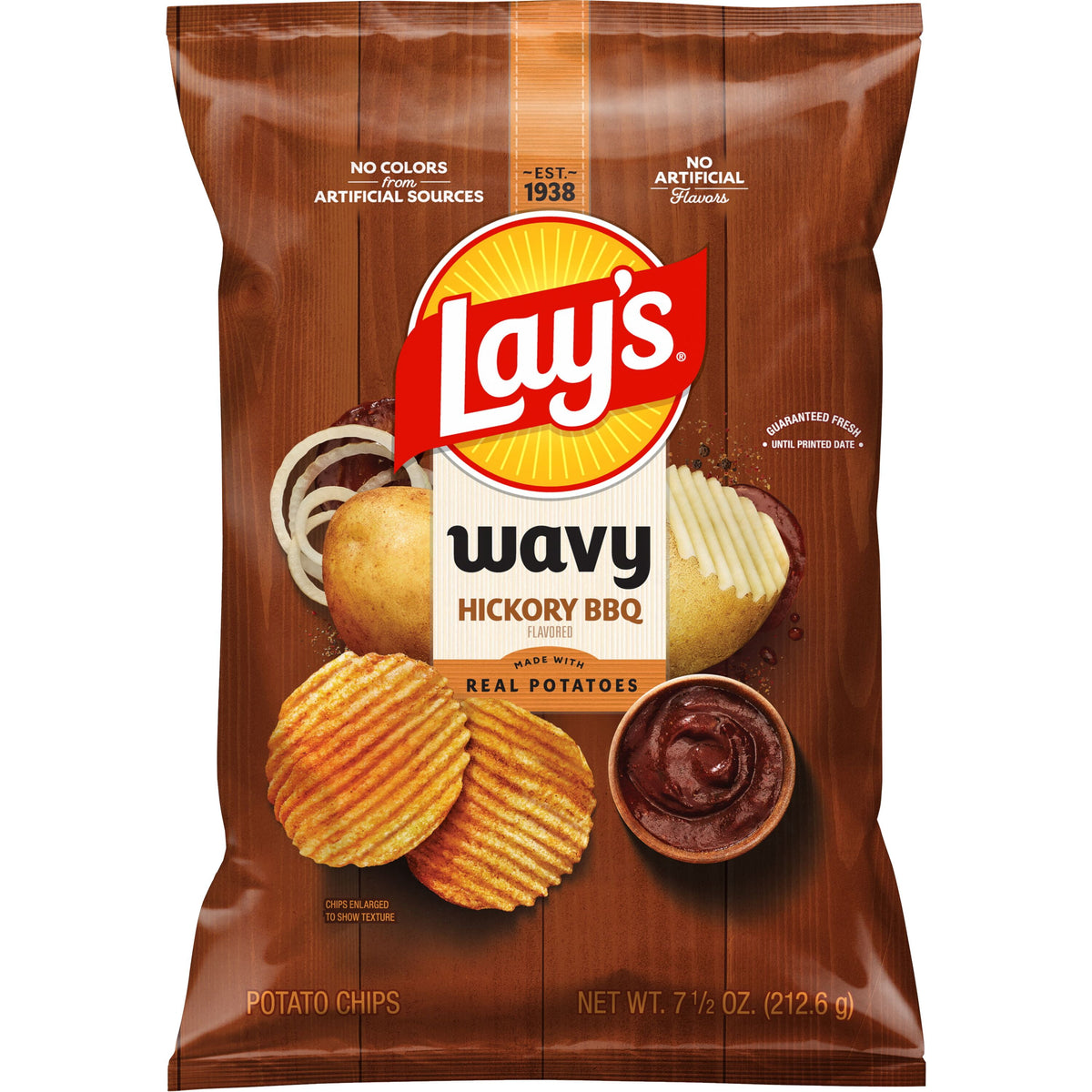 미국직구 레이즈 Wavy Hickory BBQ Flavored Potato Chips, 7.5 oz Bag