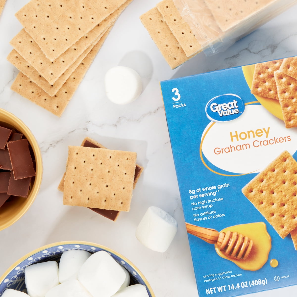 미국직구 Great Value Honey 과자 408g / Great Value Honey Graham Crackers, 408g, 3 Count x2 Bundl 2
