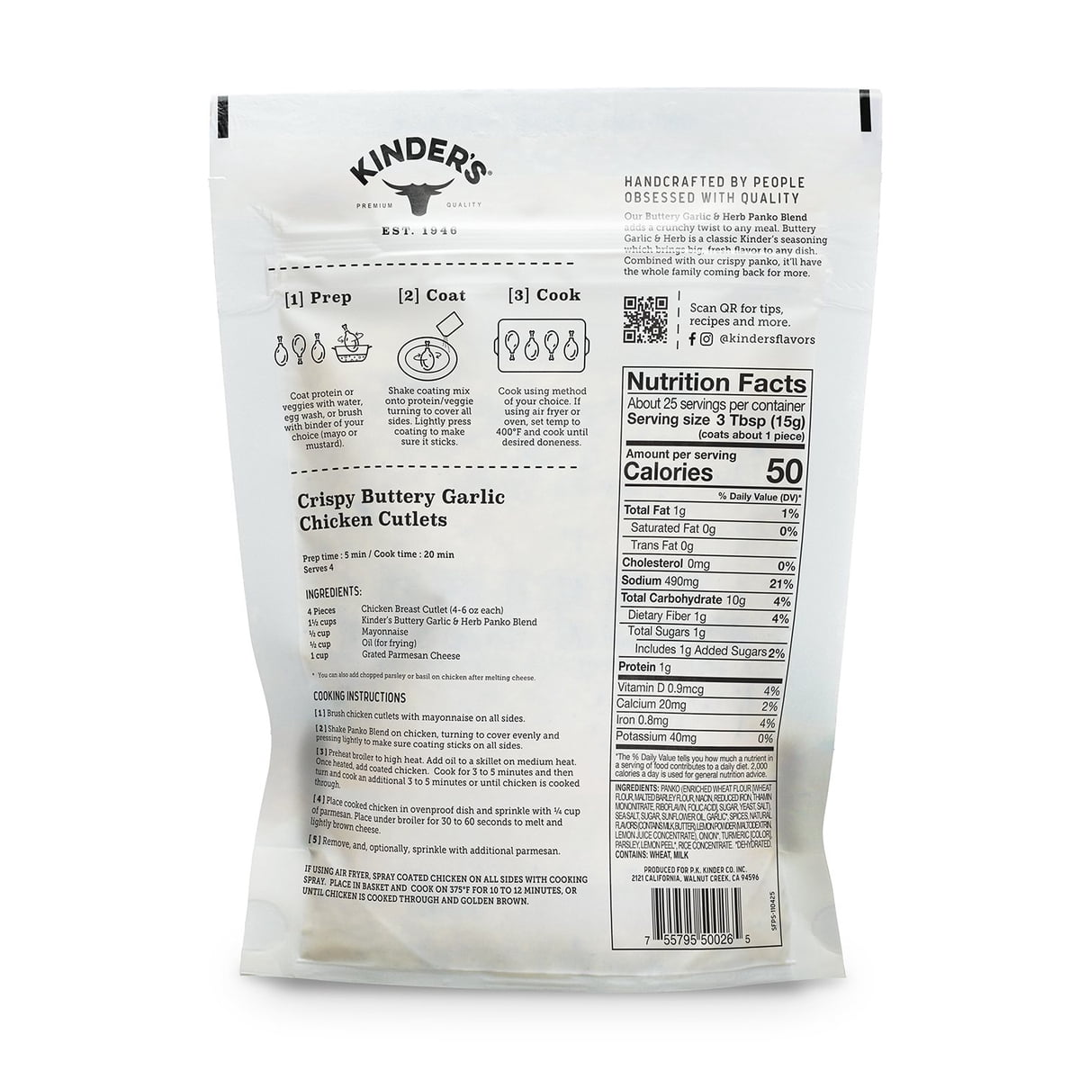 미국직구 Kinder s Crispy 369g / Kinder’s Crispy Panko Blend Seasoned Coating Mix, Buttery Garl 2