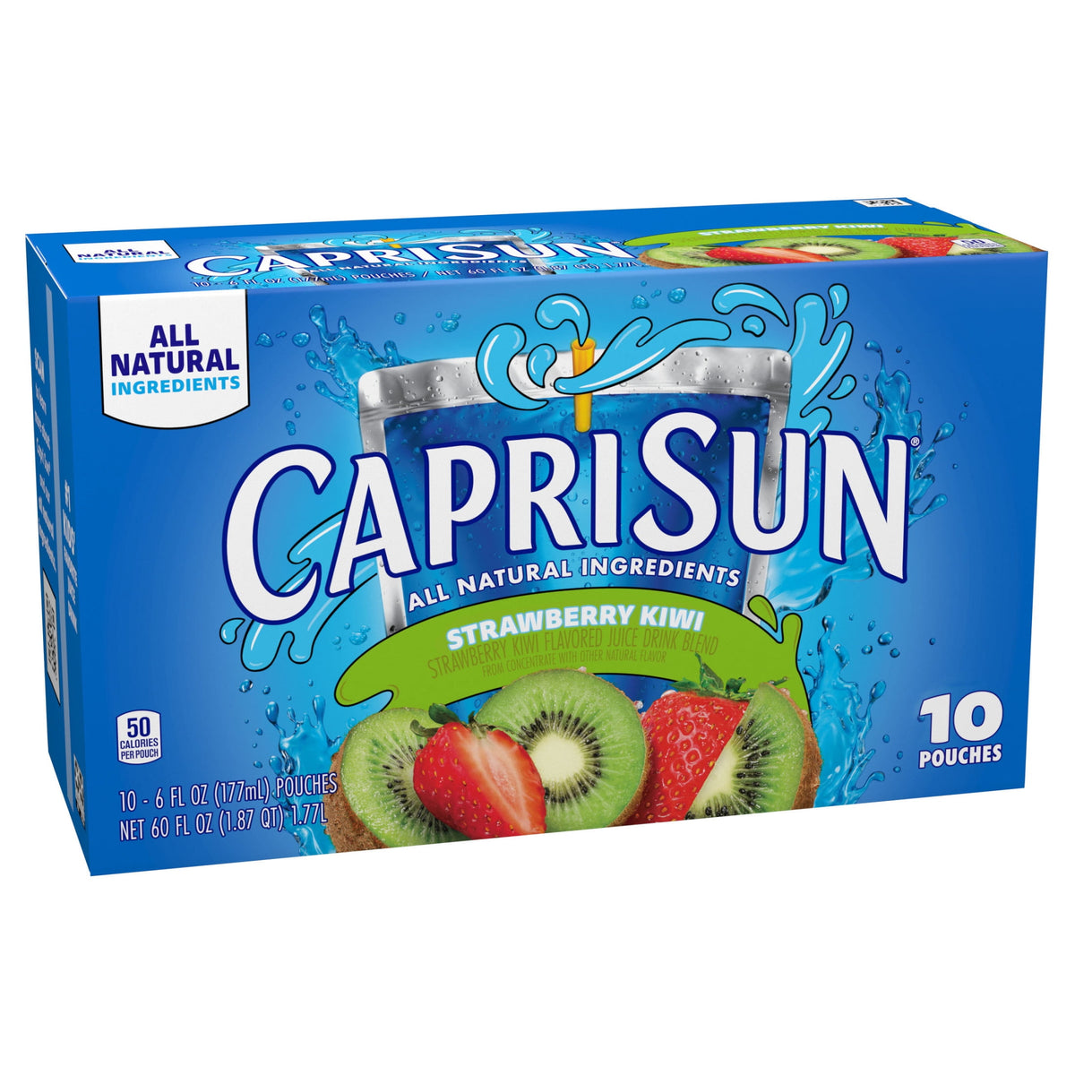 미국직구 카프리썬 Flavored with Other Natural Flavor Juice Drink Blend, 10 Pouches, for School Lunches and On-the-Go Hydration, Strawberry Kiwi, All Natural I