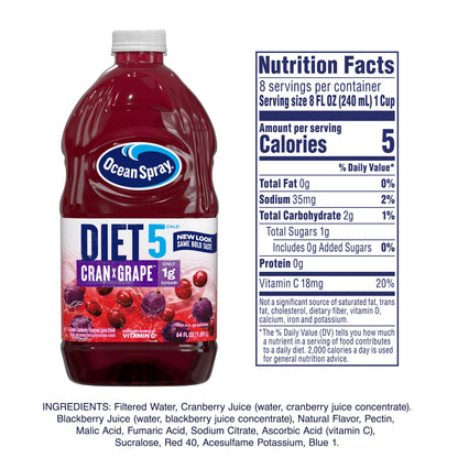 미국직구 오션스프레이 ® Diet Cran-Grape® Cranberry Grape Juice Drink, 64 fl oz Bottle