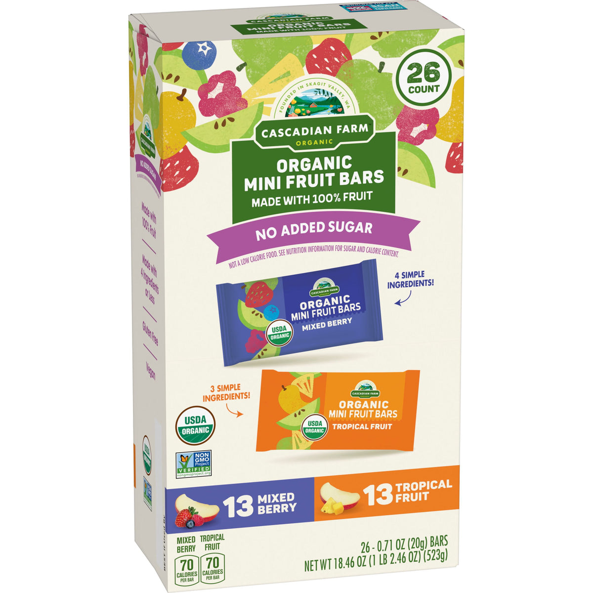 미국직구 Cascadian Farm Fruit 20g / Cascadian Farm Fruit Bars Mixed Berry & Tropical Fruit Variety Pack  1