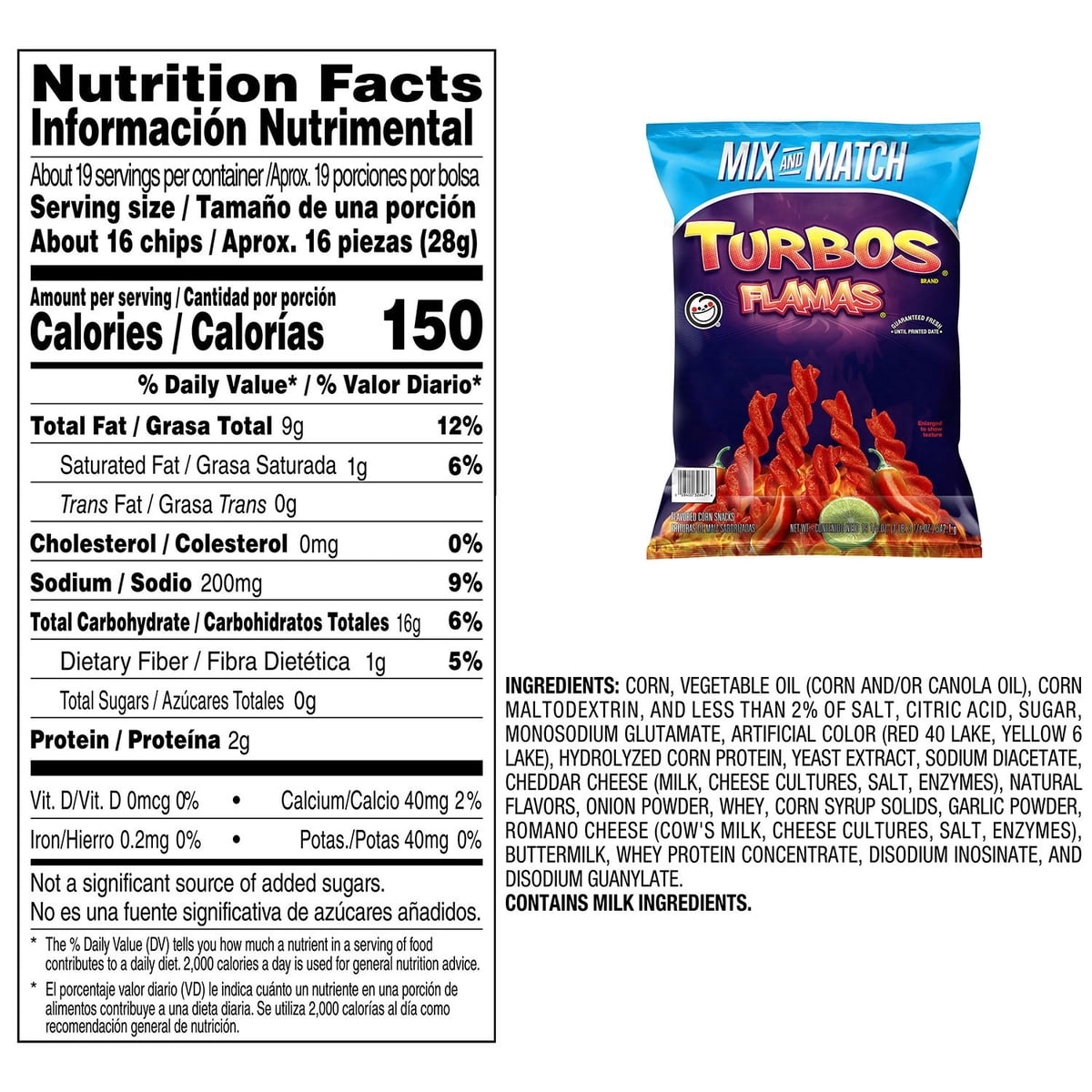 미국직구 Sabritas Turbos Flama 542g / Sabritas Turbos Flama Corn Snacks, 542g 2