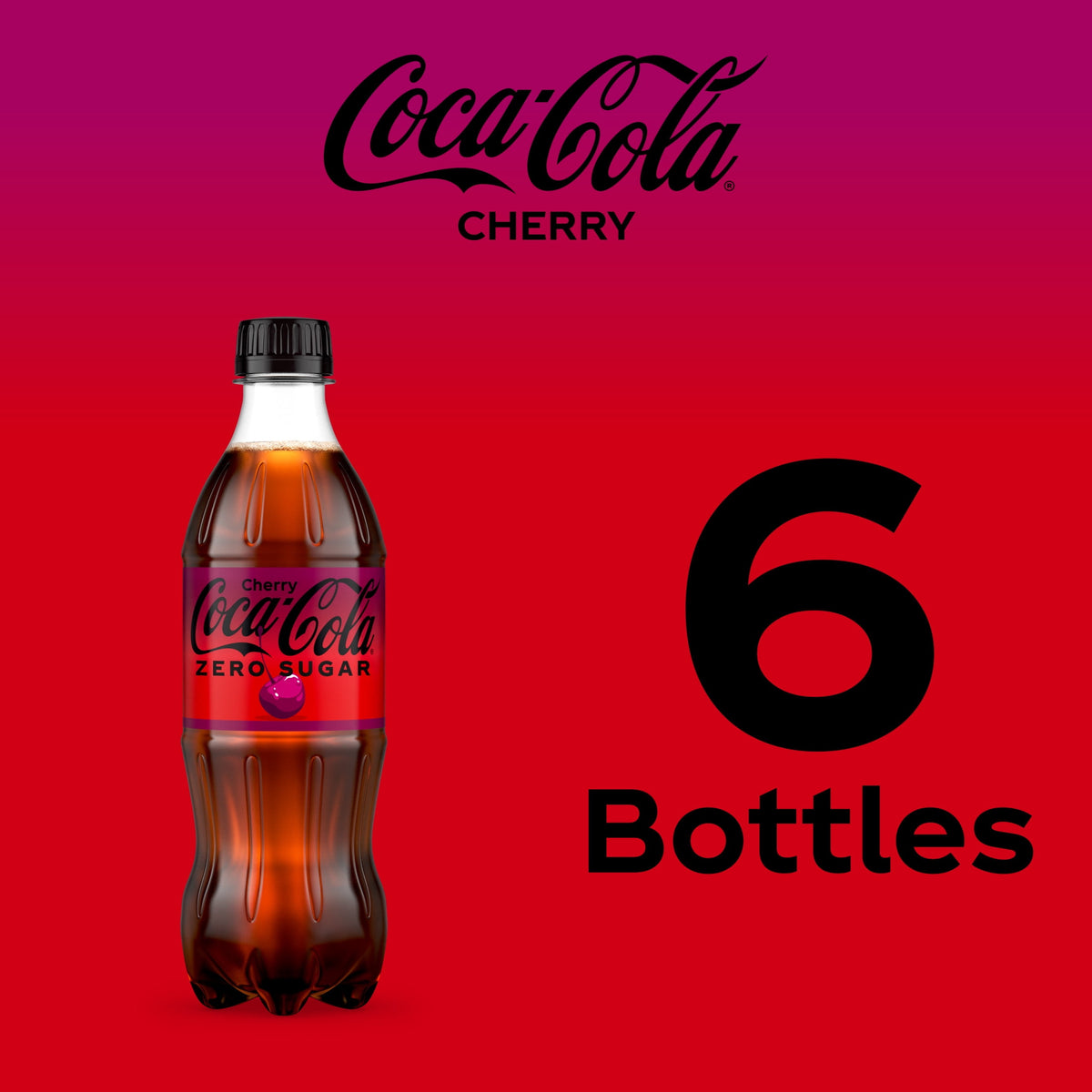 미국직구 코카콜라 Zero Sugar Cherry Soda Pop Bottles, 16.9 fl oz, 6 Pack