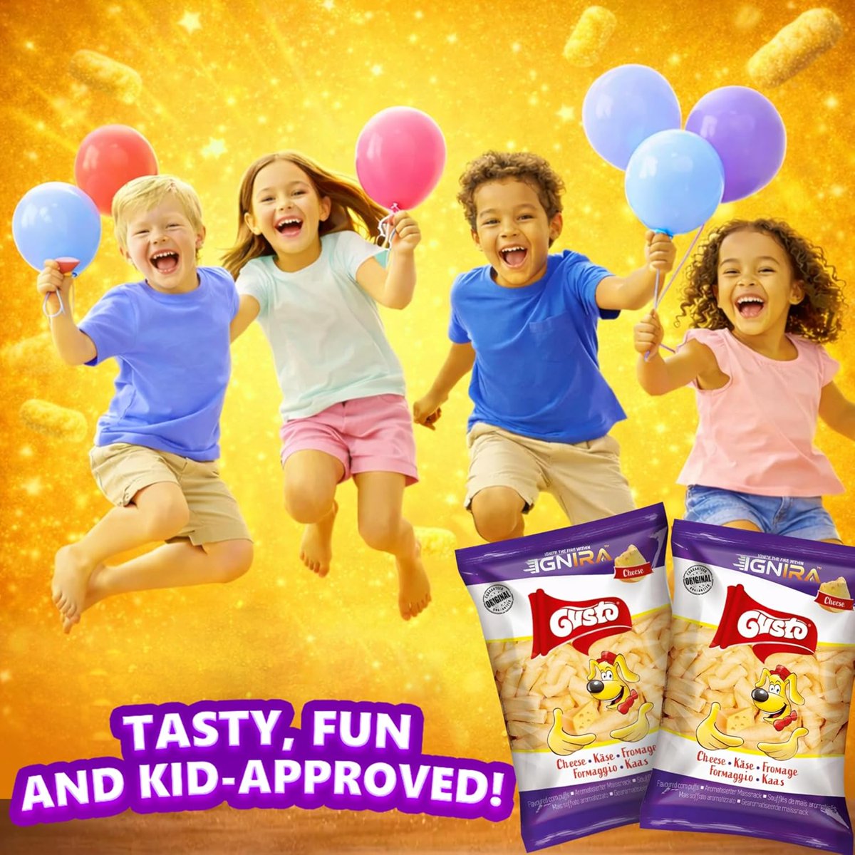 미국직구 4팩 / (4 pack) Gusto Cheese Puffs Snack from IGNIRA, Baked Cheese Puff Treat 4