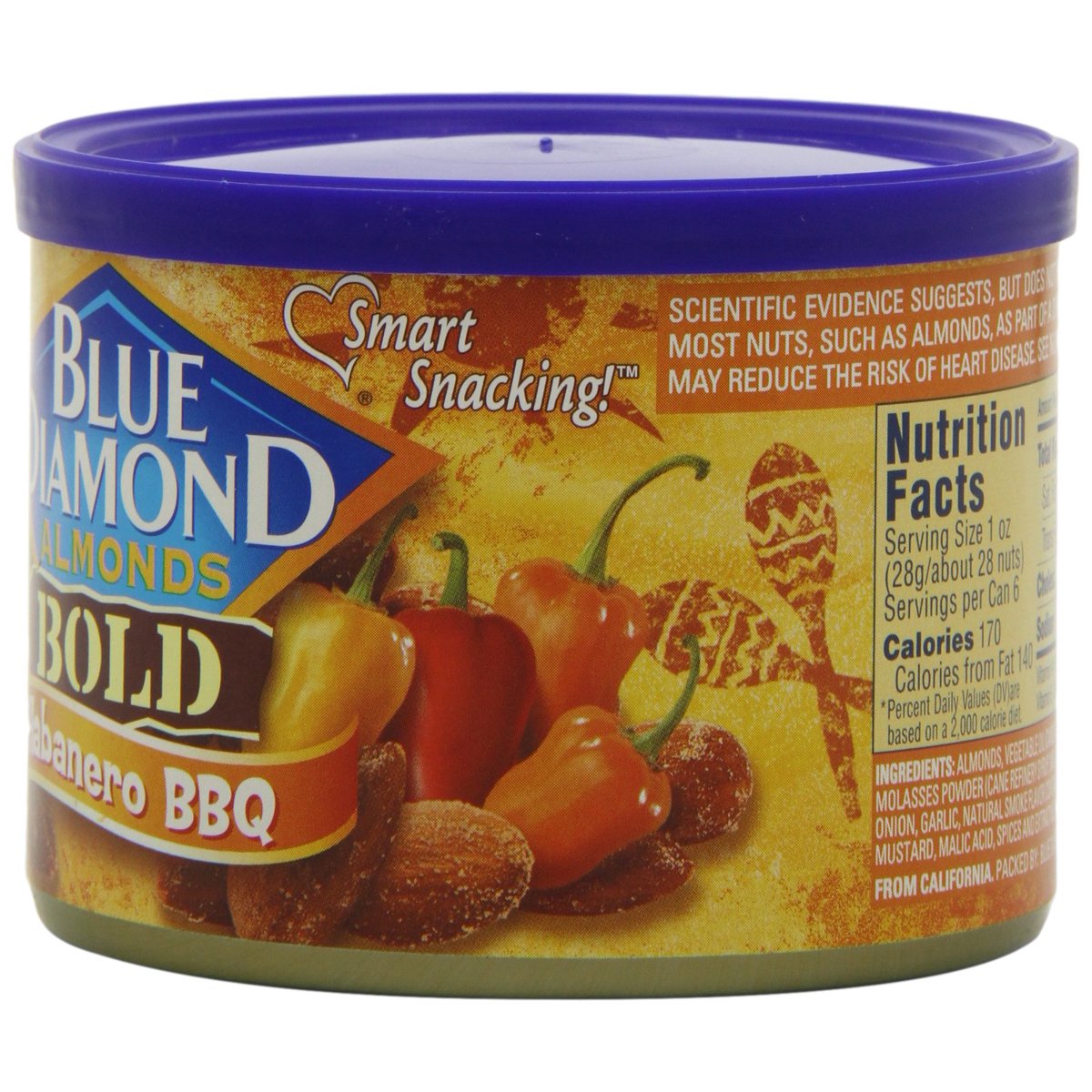 미국직구 Blue Diamond Habanero 견과 170g / Blue Diamond Habanero BBQ Almonds, 6 Cans x 170g Each 3