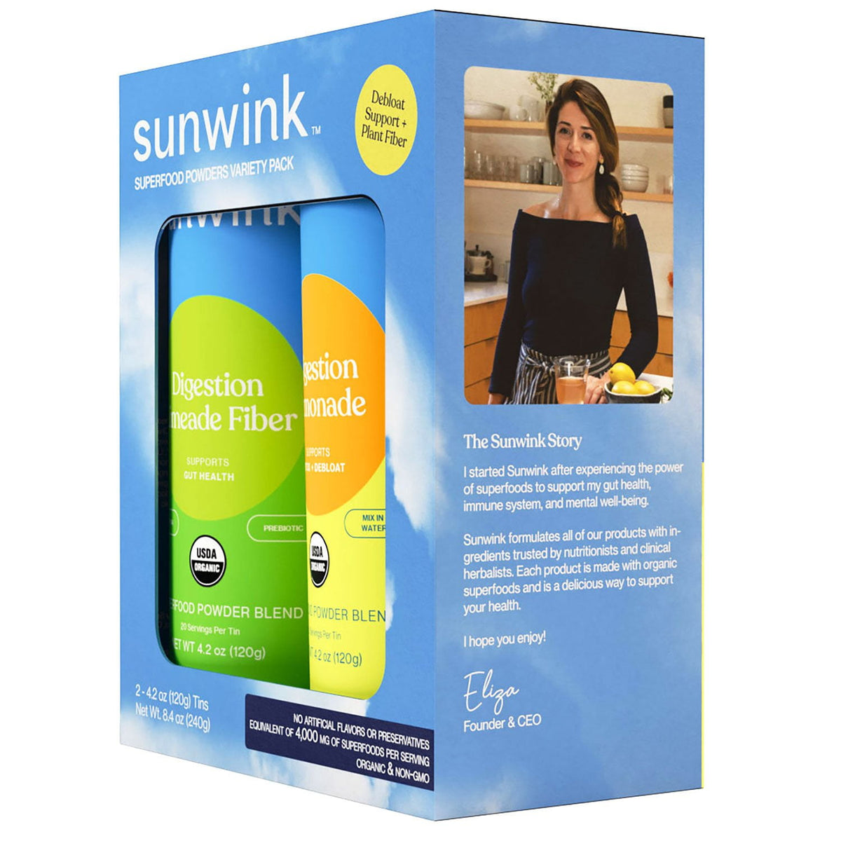 미국직구 Sunwink Daily Debloat 119g / Sunwink Daily Debloat + Fiber Superfood Powder Duo 119g, 6