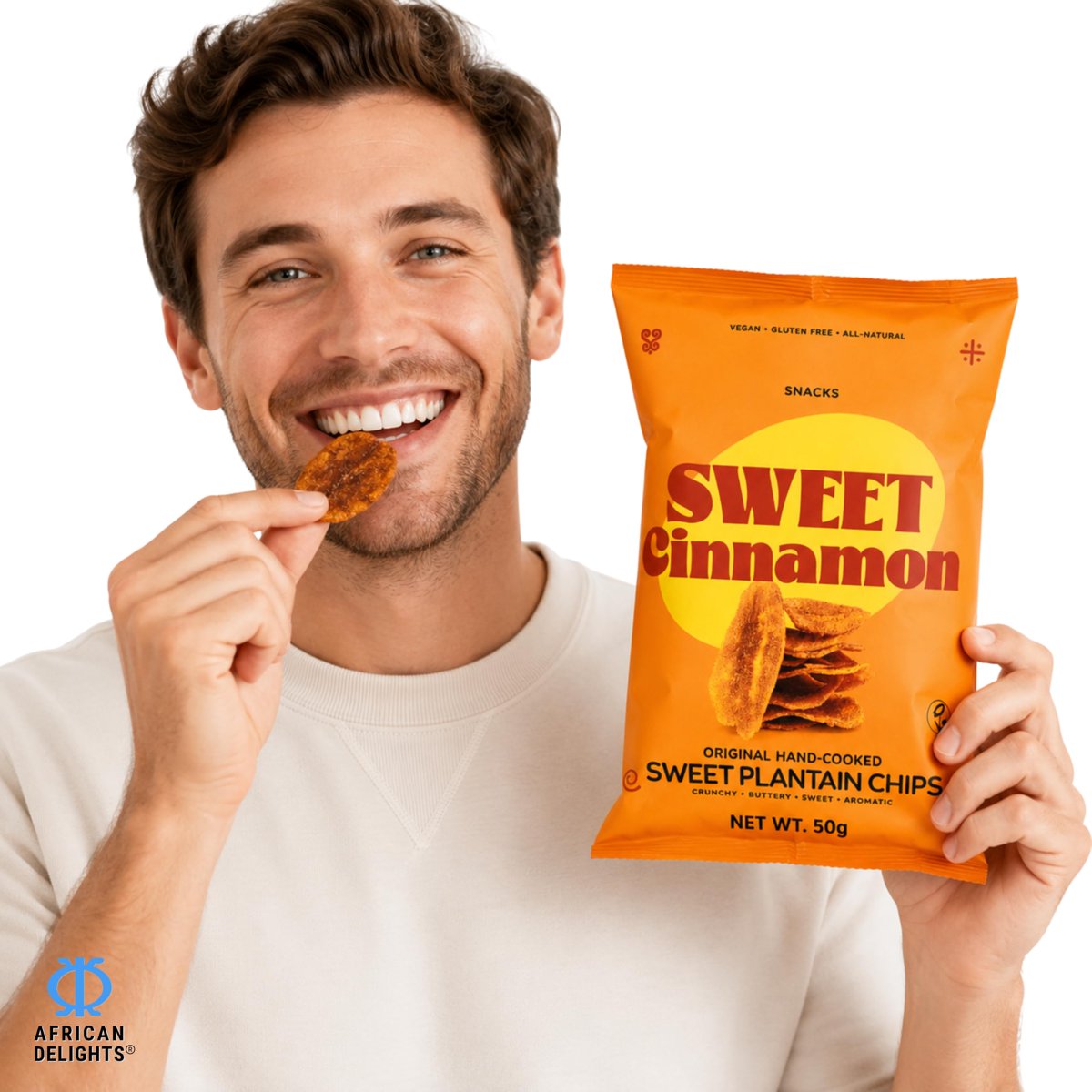 미국직구 African Delights Sweet 50g 3팩 / African Delights Sweet Cinnamon Plantain Chips, Pack  3