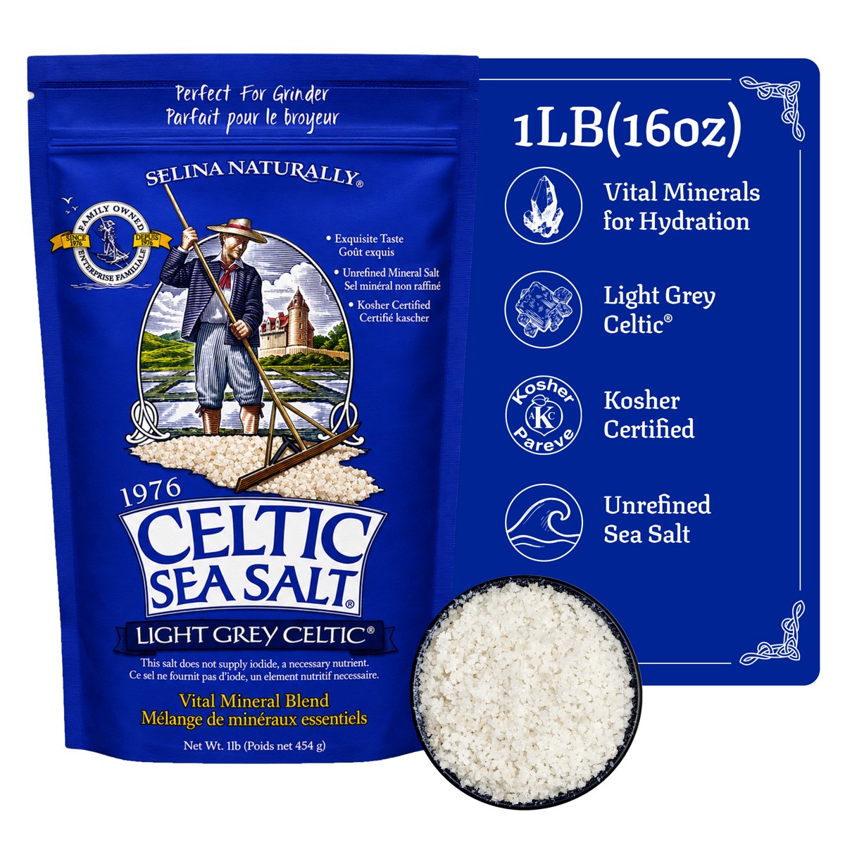 미국직구 Celtic Sea Salt / Celtic Sea Salt Light Grey Sea Salt Resealable Bag Kosher Certified 1 1