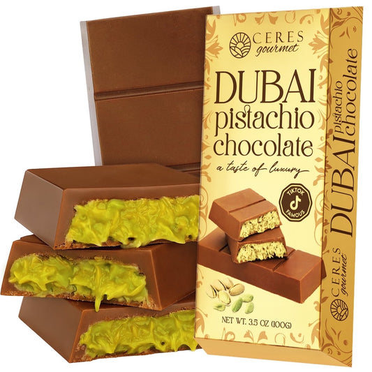 미국직구 Ceres 초콜릿 99g / Ceres Gourmet Dubai Chocolate Bar Pistachio with White Chocolate Kunaf 1