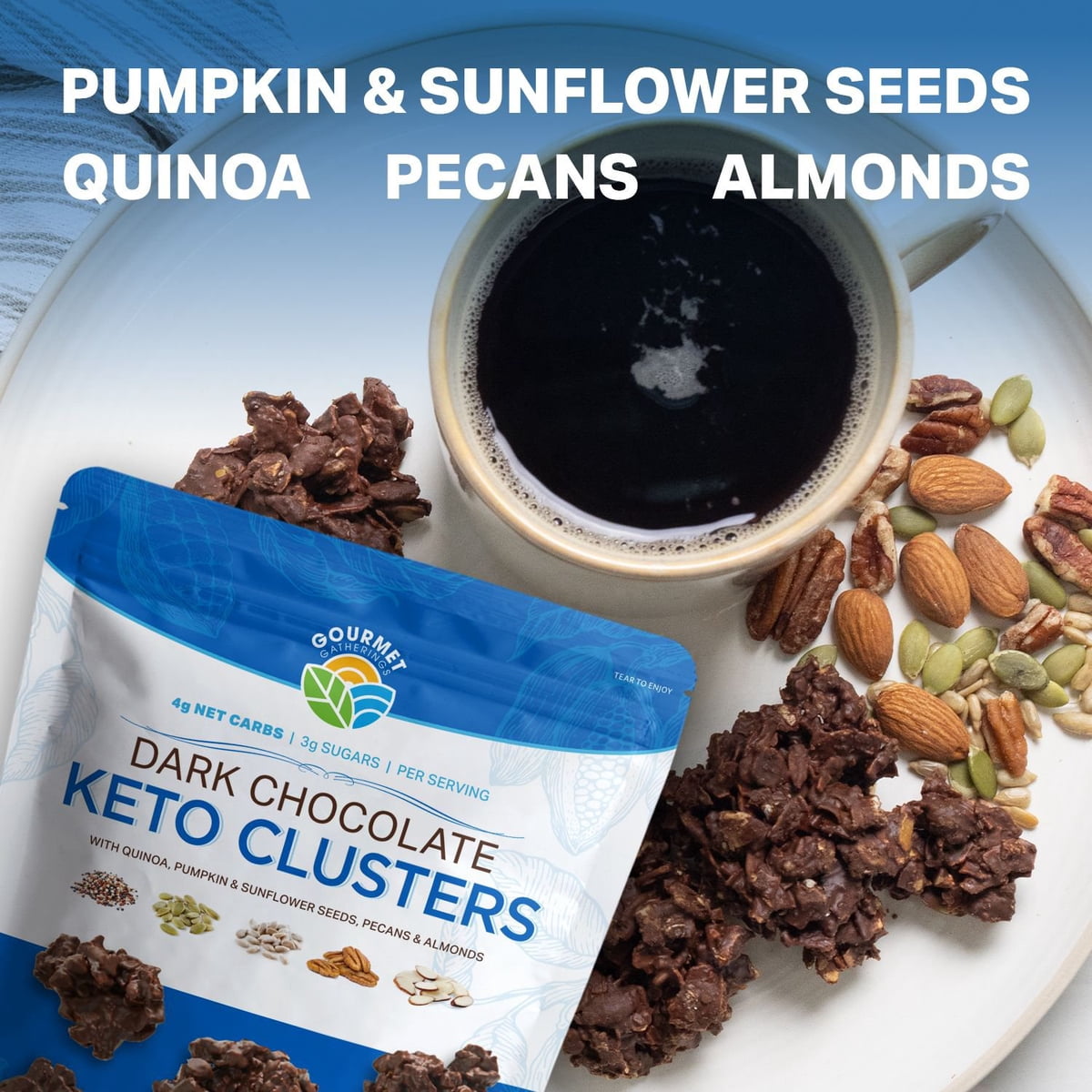 미국직구 Gourmet Gatherings 초콜릿 454g / Gourmet Gatherings Dark Chocolate Keto Cluster, 454g 4