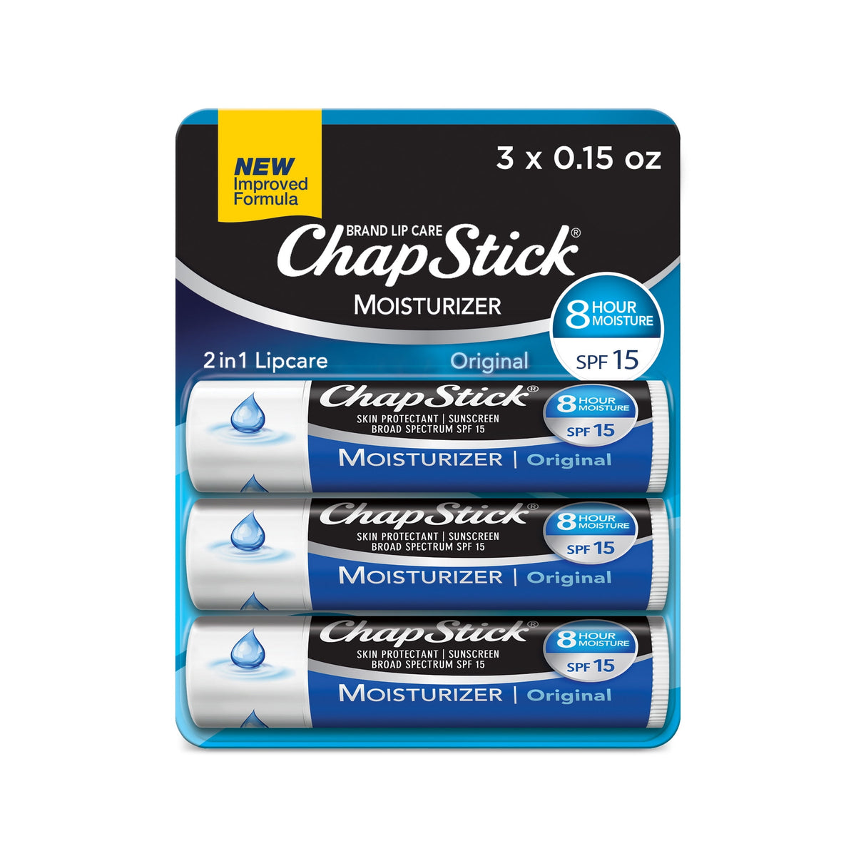 미국직구 챕스틱 선크림 SPF15 4ml 12팩 / ChapStick Moisturizer 2-in-1 Lipcare SPF 15, Original, 12-Pack – 8-Hou 1