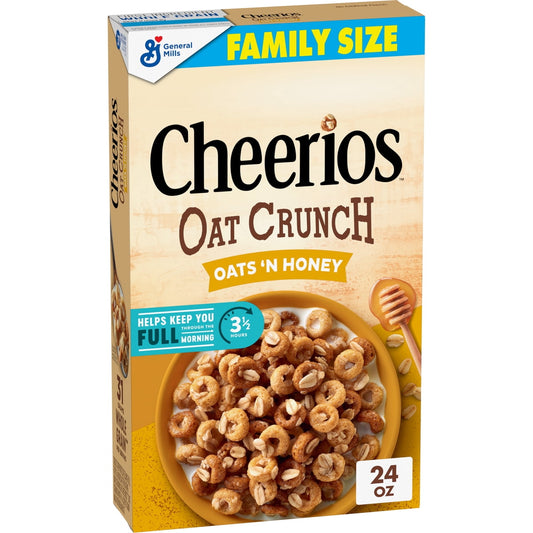 미국직구 Cheerios Oat Crunch 680g 2팩 / Cheerios Oat Crunch Oats 'N Honey Breakfast Cereal, Family Size,  1