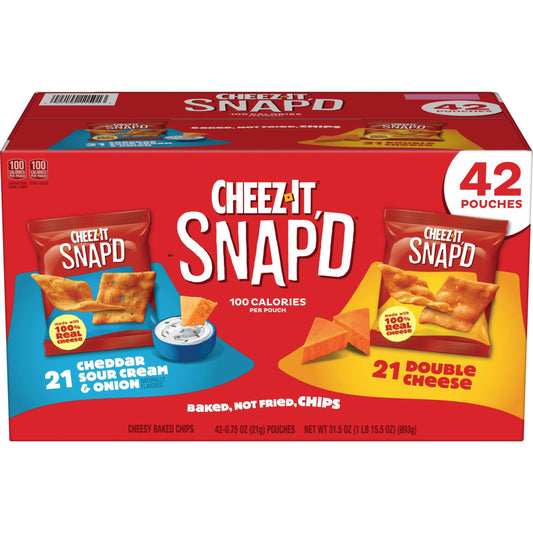 미국직구 Cheez-It Snap'd 21g / Cheez-It Snap'd, Baked Snack Chips, Variety Pack, 21g, 42 pk. 1