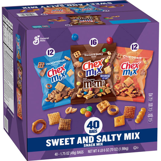 미국직구 Chex Mix Traditional 50g / Chex Mix Traditional, Cheddar and M&M Sweet & Salty Mix Variety Pack 1