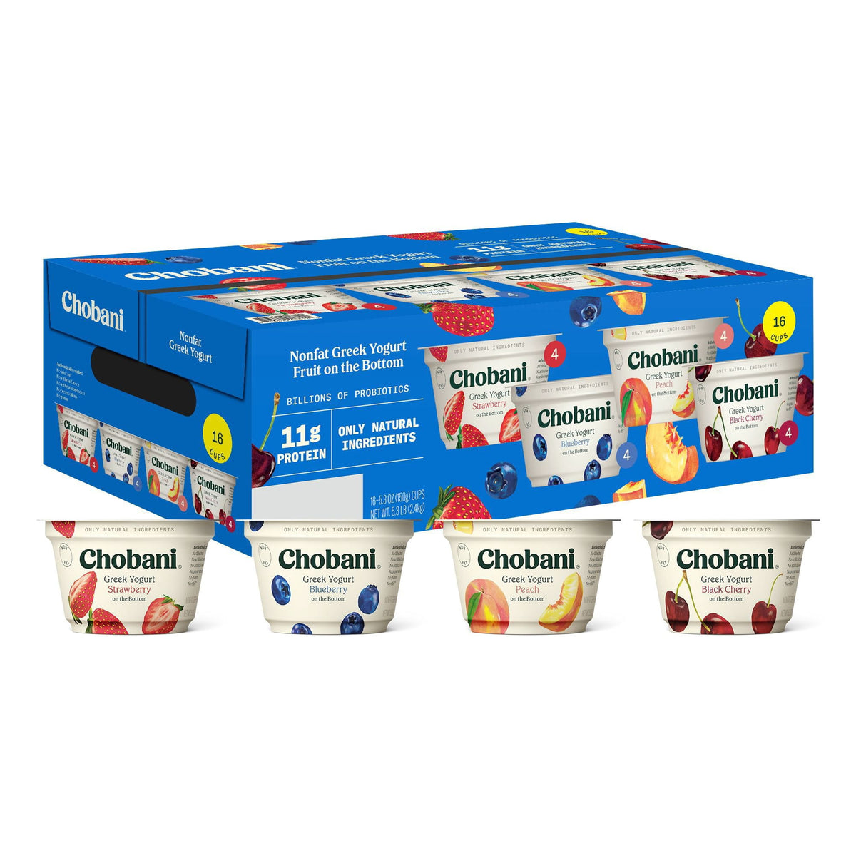 미국직구 Chobani Nonfat Greek 150g 16팩 / Chobani Nonfat Greek Yogurt Fruit On The Bottom Variety Pack, 1 1