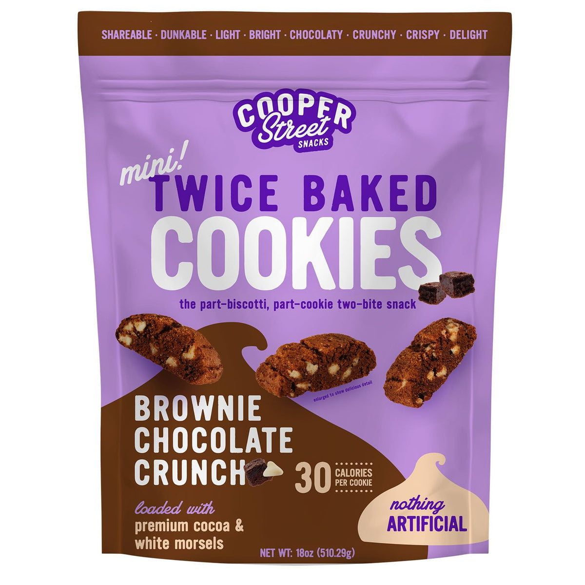 미국직구 Cooper Street Mini 초콜릿 510g / Cooper Street Mini Twice-Baked Cookies, Brownie Chocolate Crunch, 1